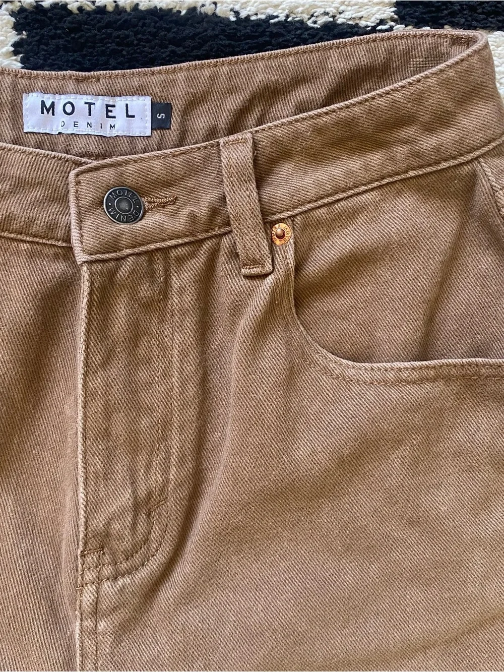 Motel Rocks Brown Denim Shorts